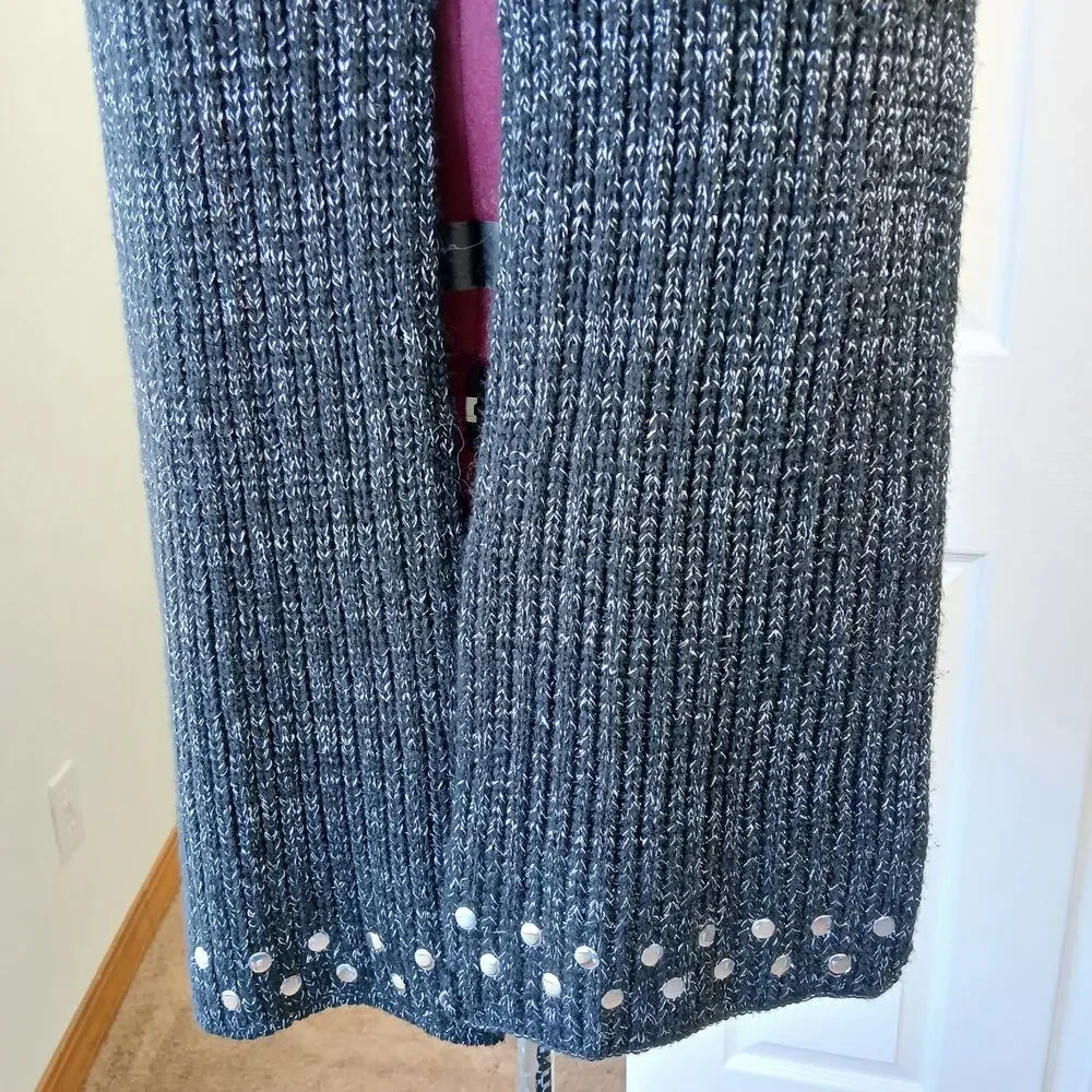 Ribbed length black sparkle scarf neck warmer 72